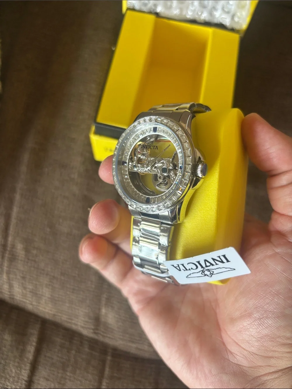 Invicta Silver Skeleton Dial Automatic Men's Watch with Stainless Bracelet